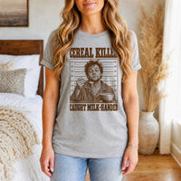 Load image into Gallery viewer, Cereal Killer - Funny Pun Shirt in Athletic Heather, woman, no face