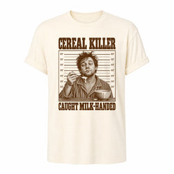 Cereal Killer - Funny Pun Shirt in Natural, ghost front