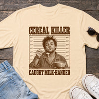 Load image into Gallery viewer, Cereal Killer - Funny Pun Shirt in Soft Cream, props flat