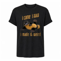 Load image into Gallery viewer, I Came I Saw, I Made It Weird - Awkward Humor Introvert Platypus Tee - Repeat Offender in Black, ghost front