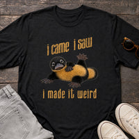Load image into Gallery viewer, I Came I Saw, I Made It Weird - Awkward Humor Introvert Platypus Tee - Repeat Offender in Black, props flat