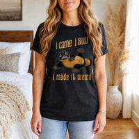 Load image into Gallery viewer, I Came I Saw, I Made It Weird - Awkward Humor Introvert Platypus Tee - Repeat Offender in Black, woman, no face