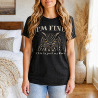 Load image into Gallery viewer, I'm Fine This is Just My Face - Resting Face Introvert Owl Tee - Repeat Offender in Black Heather, woman, no face