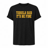 Load image into Gallery viewer, Tequila Said It'd Be Fine - Funny Tequila Shirt in Black Heather, ghost front