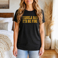 Load image into Gallery viewer, Tequila Said It'd Be Fine - Funny Tequila Shirt in Black Heather, woman, no face