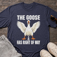 Load image into Gallery viewer, The Goose Has Right of Way - Funny Goose Shirt in Heather Navy, props flat