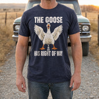 Load image into Gallery viewer, The Goose Has Right of Way - Funny Goose Shirt in Heather Navy, man, no face