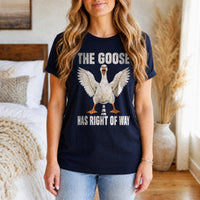 Load image into Gallery viewer, The Goose Has Right of Way - Funny Goose Shirt in Navy, woman, no face