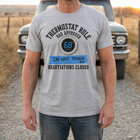 Load image into Gallery viewer, Thermostat Rule - Funny Dad Rules Cool T Shirt - Outnumbered in Athletic Heather, man, no face