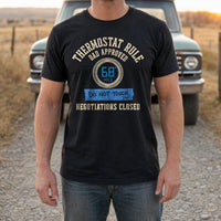 Load image into Gallery viewer, Thermostat Rule - Funny Dad Rules Cool T Shirt - Outnumbered in Black, man, no face