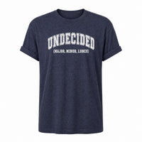 Load image into Gallery viewer, Undecided Major Minor Lunch - College Student Shirt in Heather Navy, ghost front