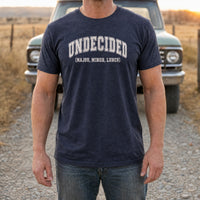 Load image into Gallery viewer, Undecided Major Minor Lunch - College Student Shirt in Heather Navy, man, no face