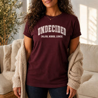 Load image into Gallery viewer, Undecided Major Minor Lunch - College Student Shirt in Maroon, woman, no face
