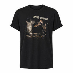Currently Unsupervised - Funny Cat Lover Shirt in Black, ghost front