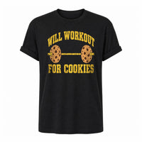 Load image into Gallery viewer, Will Workout for Cookies - Funny Fitness Shirt in Black, ghost front
