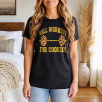 Load image into Gallery viewer, Will Workout for Cookies - Funny Fitness Shirt in Black, woman, no face