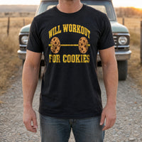 Load image into Gallery viewer, Will Workout for Cookies - Funny Fitness Shirt in Black, man, no face