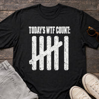 Load image into Gallery viewer, Today's WTF Count - Funny Sarcastic Work Shirts in Black, props flat